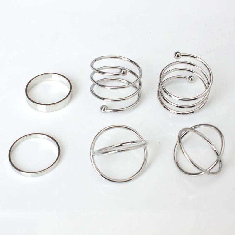 6 Stks/set Mode Punk Stapelbaar Midi Ring Sets Voor Vrouwen Bagues Ensemble Bijoux Zomer Boho Sieraden Anillos Mujer