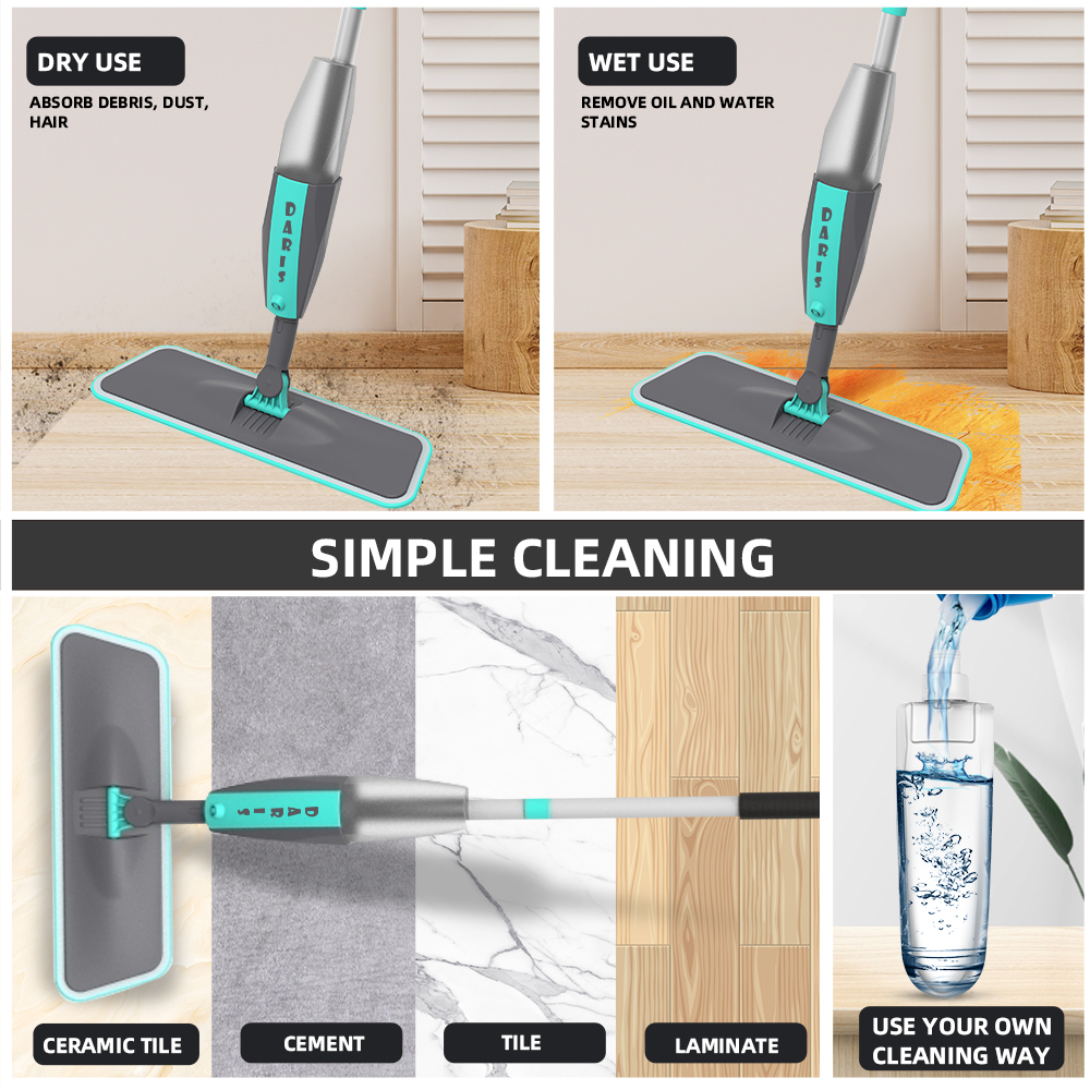 Magic Floor Cleaning Veegmachine Bezems Met Microfiber Pads 360 ° Rotatie Platte Spuiten Vloer Mop Bezem Voor Schoonmaken Thuis Spin mop
