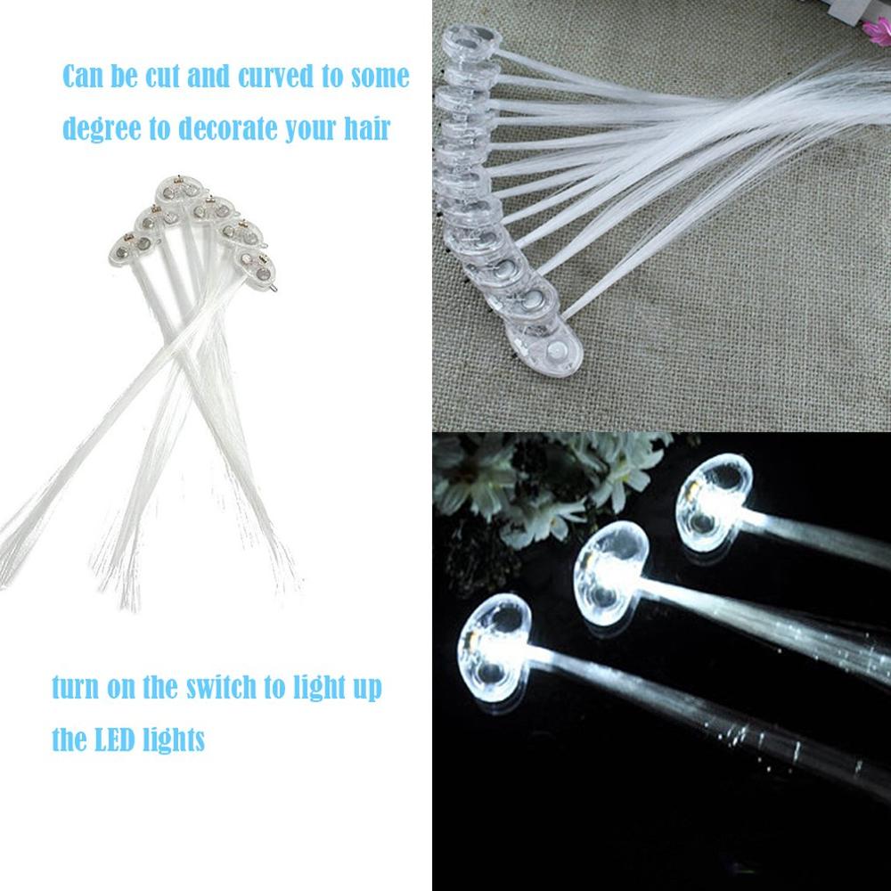 Neue Bunte Schmetterling Licht Fiber Optik Haar Zöpfe LED Perücken glühend Haarnadel Blitz-LED Haar flechten Clip Dekoration: weiß