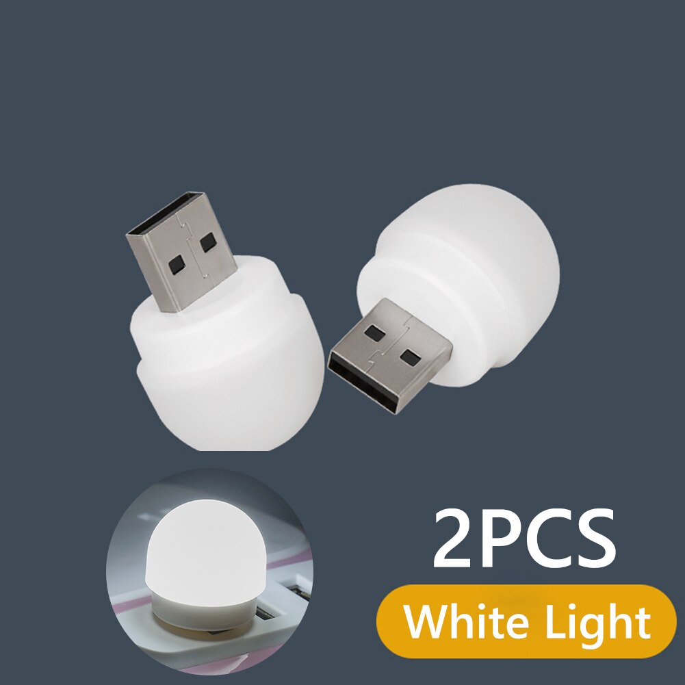 USB Plug Night Light Portable USB Small Book Lamps White Warm LED Reading Light Eye Protection Desk Lamp for Household Bedroom: White 2Pcs