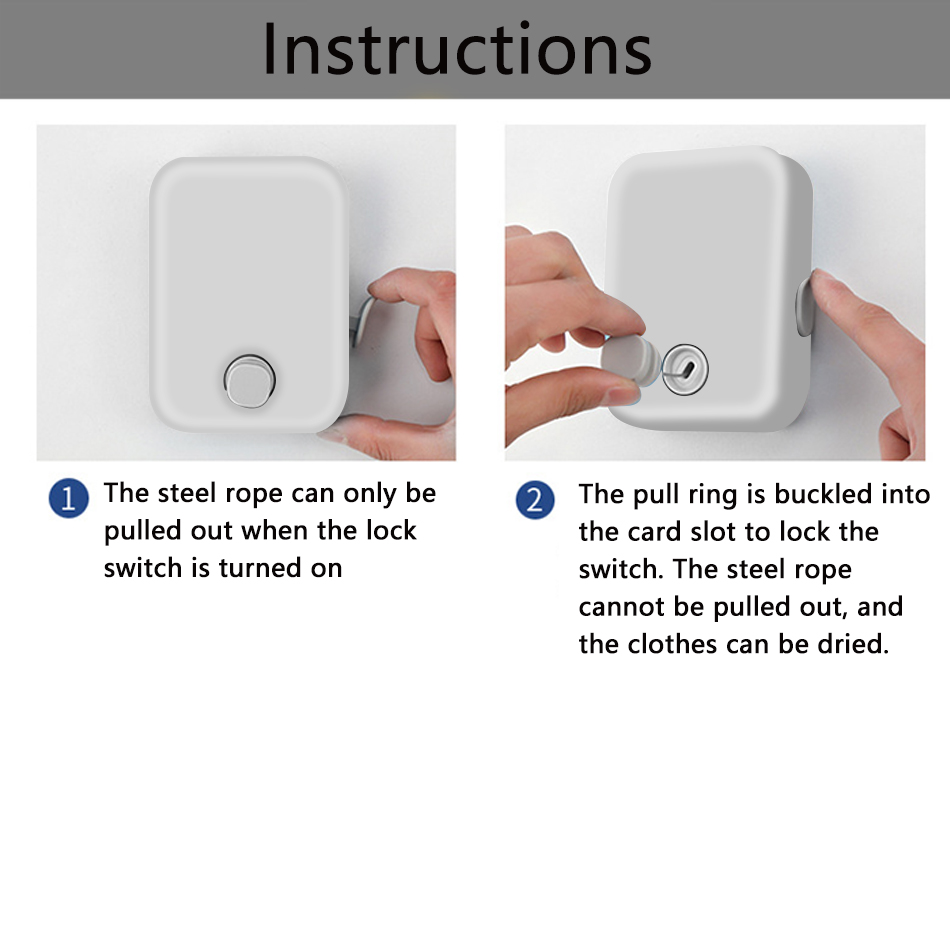 2M Retractable Clothesline Wall-Mounted Indoor Outdoor Washing Clothes Hanger Laundry Drying Line Balcony Invisible Drying Lines