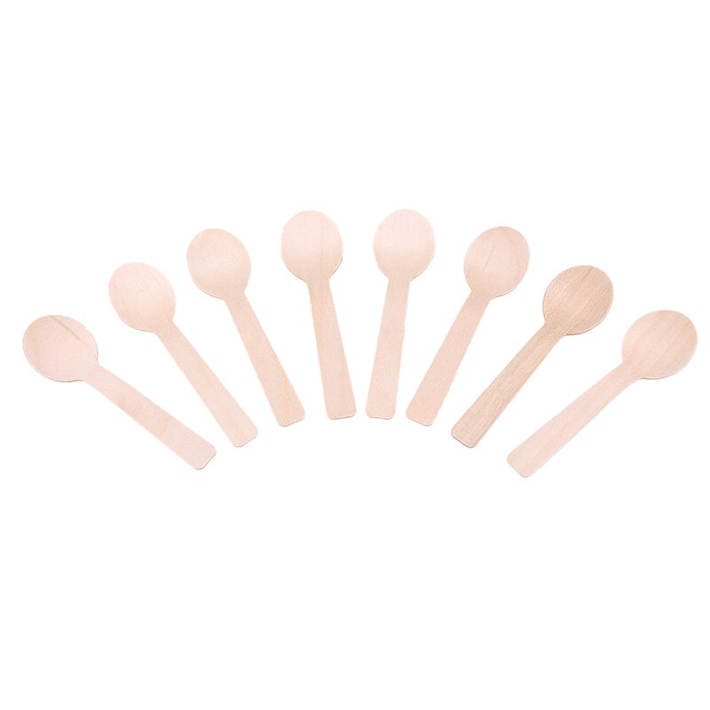 100 Stuks Wegwerp Houten Lepel Mini Ijs Lepel Hout Westerse Dessert Scoop Wedding Party Servies Keuken Accessoires