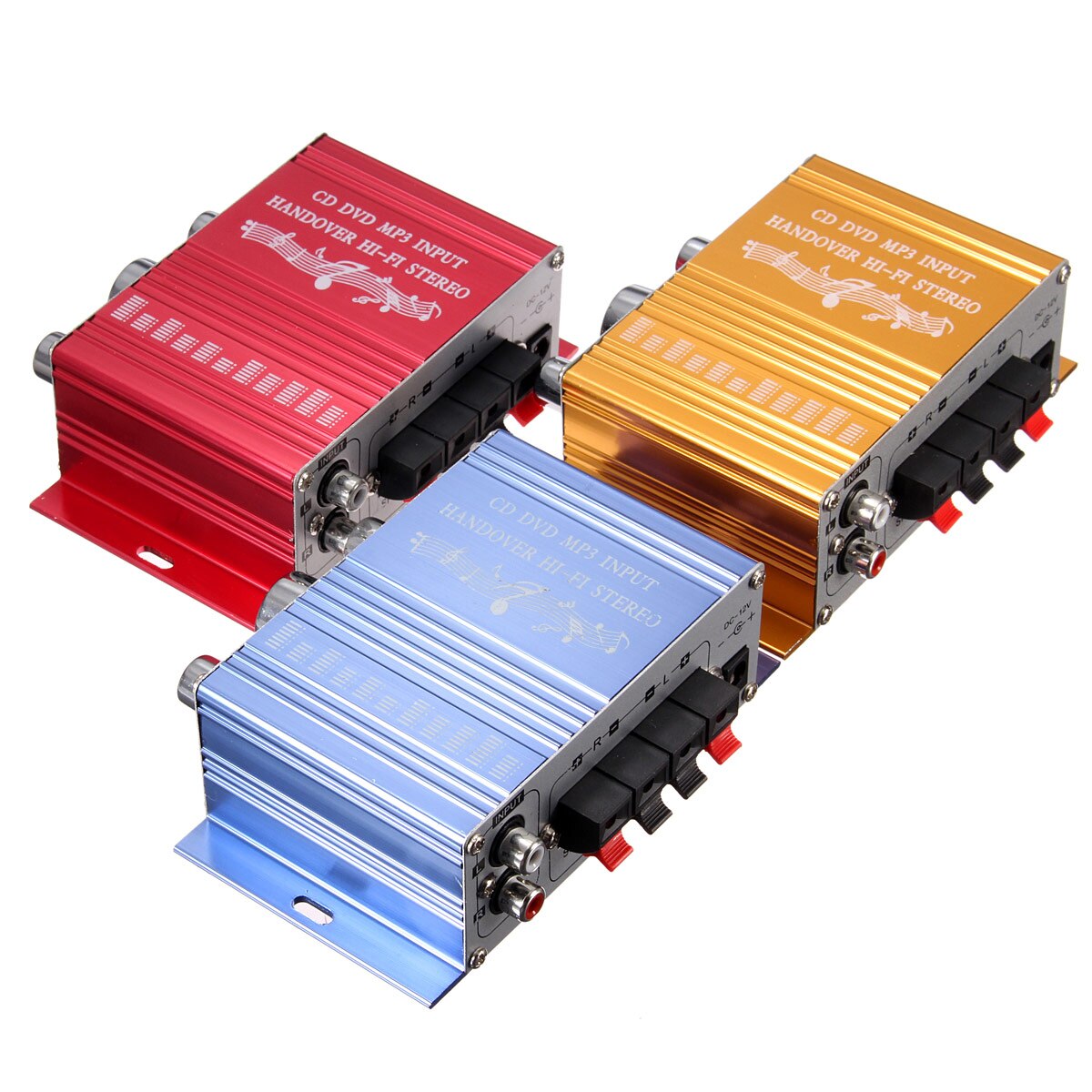 Mini Car Amplifier Motorcycle Home Boat Auto Stereo Audio Amplifier 2 Channel Digital Hi-Fi Amp Support CD DVD MP3 Input