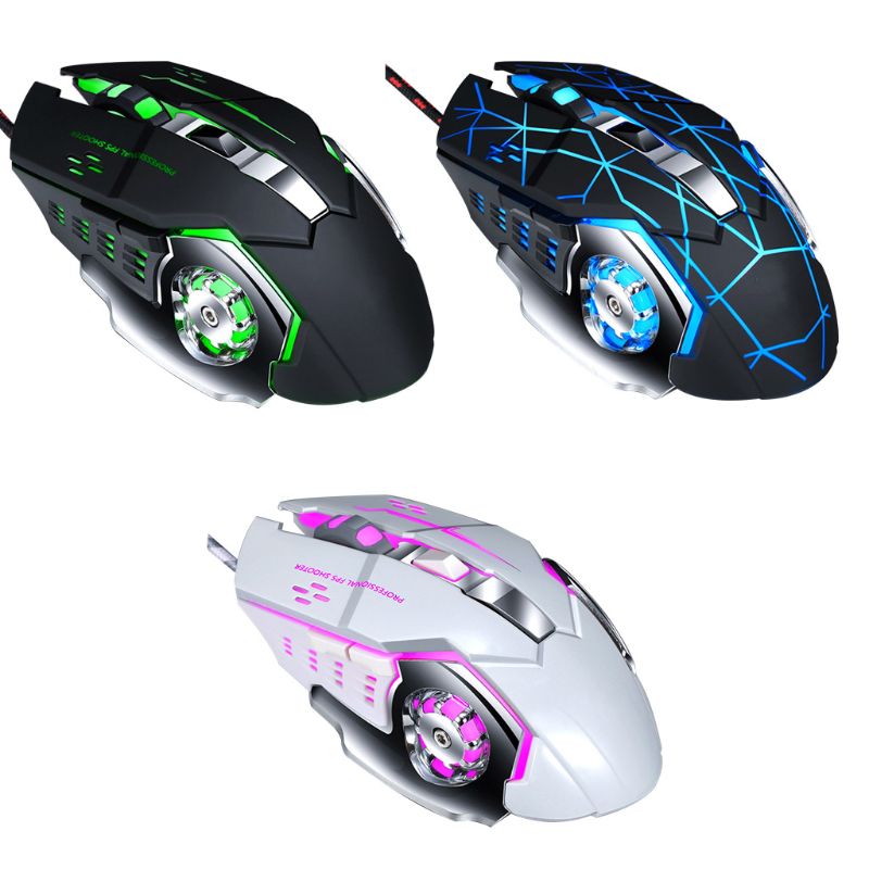 Mechanical Macro Programming 7 Color Luminous Gaming Mouse 4 Gear DPI Adjustable R2JB