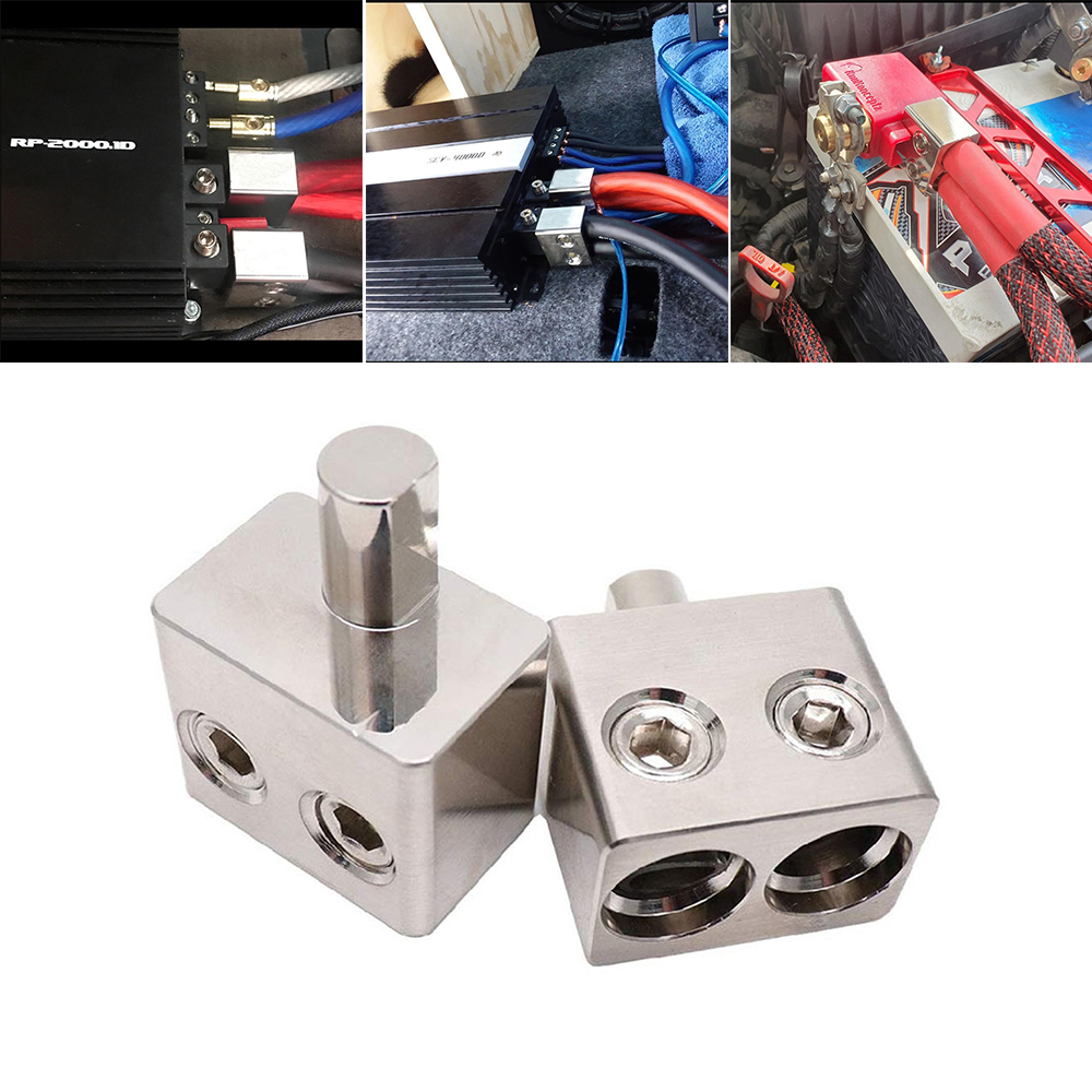 1Pair Dual 1/0 Gauge To 1/0 Gauge Amp Input Reducers 100% Copper Sliver-Plated Car Audio High Power Pure Copper Amplifier