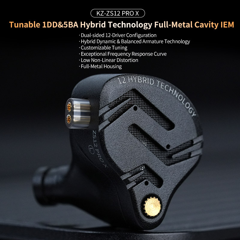Kz  zs12 pro x metalen oordopjes 1dd+5ba hybride hifi bas in-ear monitor koptelefoon muziek sport noise cancelling headset