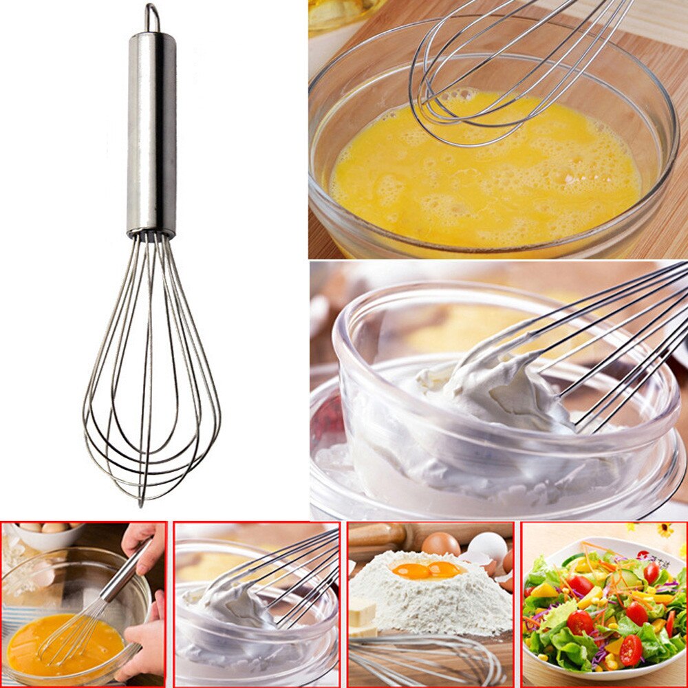 Stainless Steel Hand Whisk Kitchen Accessories Egg Milk Beater Kitchen Cooking Tool Portable Whisk Egg Tools 26*5.5cm#EW