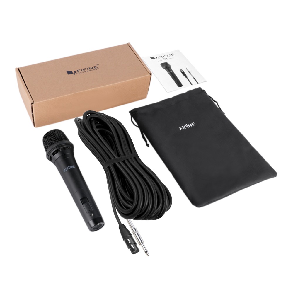 FIFINE Dynamic Vocal Cardioid Handheld Microphone with On/Off Switch for Tecahing Meeting Karaoke Live Speech K8