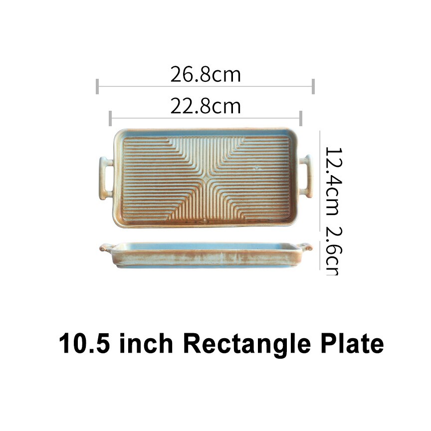 Nordic Keramische Voedsel Schotel Plaat Huishoudelijke Aardewerk Onregelmatige Schotel Salade Schotel Servies Binaural Vierkante Steak Plaat Hotel Vis: 10.5  inch rectangle