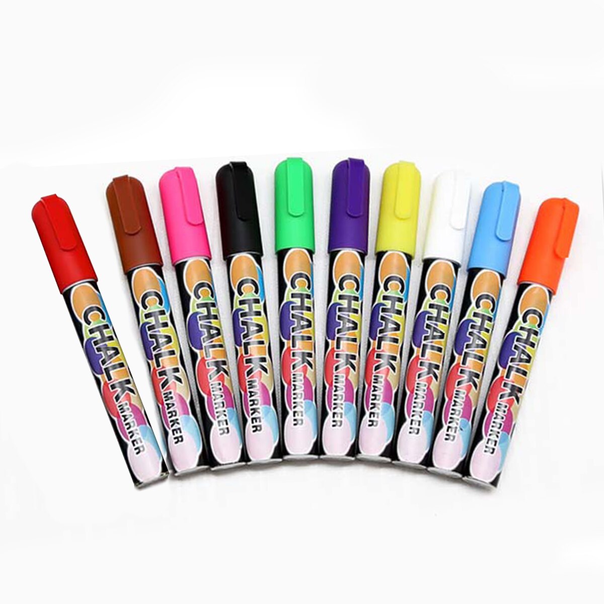 10 färger flytande krita markör svarta tavlan highlighter 6mm vändbara spetsar torr & våt radering för svarta tavlan svart tavla fönsterglas
