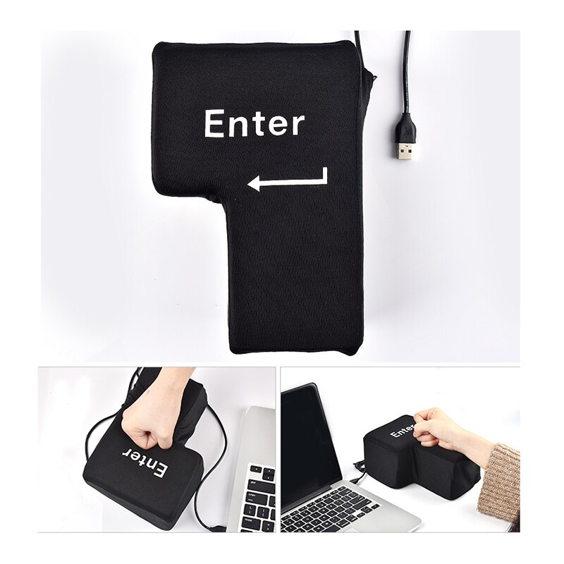 Almohada USB Enter Key para ventilación, botón de ordenador suave, tecla de retorno para oficinas, almohada de descompresión, juguete para aliviar el estrés