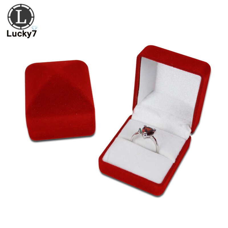 Fluwelen Ring Box 9 Kleur Ruit Case Engagement Bruiloft Sieraden Dozen Houder Voor Lover: Red and white