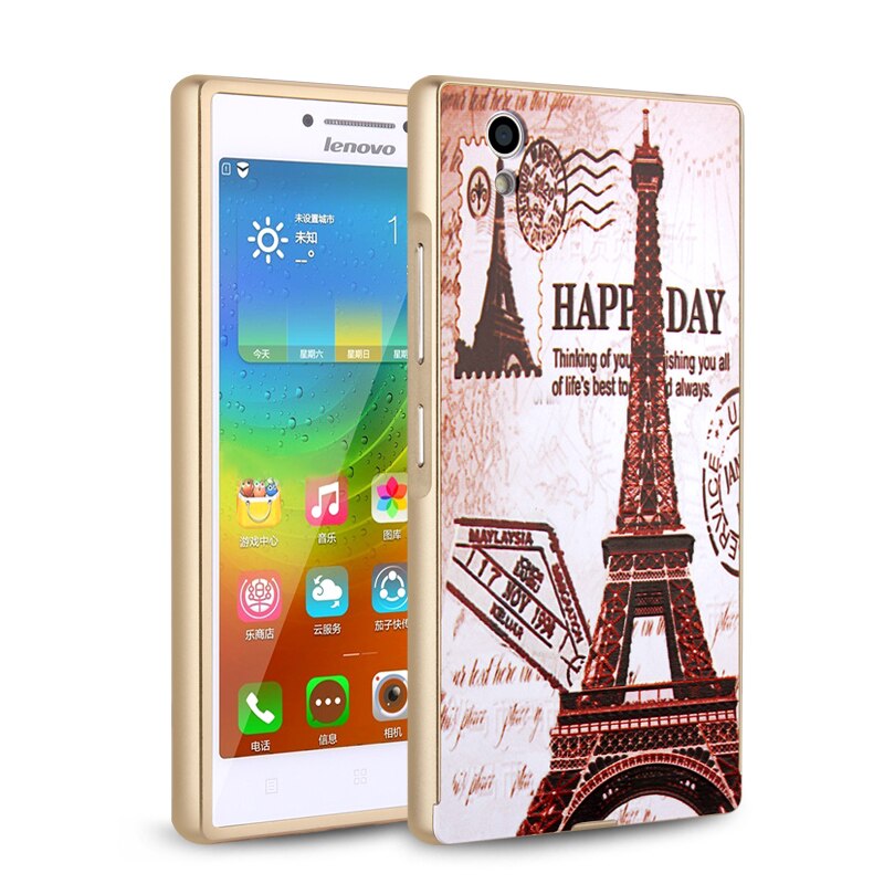 For Lenovo P70 Case Luxury Mirror Cover Metal Aluminum Bumper Frame Case For Lenovo P70 Case P70-T Gold Plated PC Back Cover 5.0
