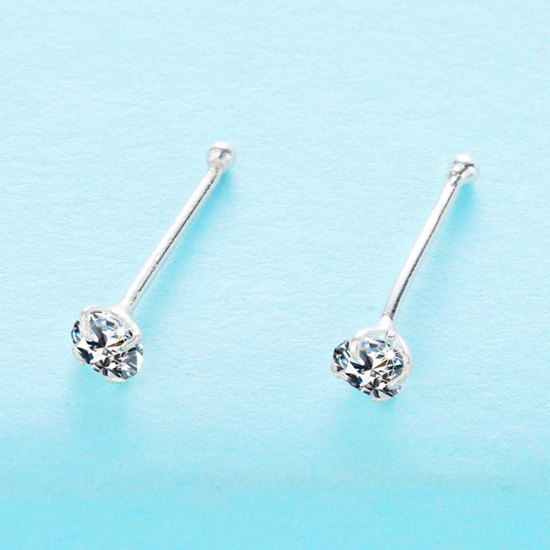 2 uds., Plata de Ley 925, clavos de perforación para nariz, 1,5mm/2mm/2,5mm/3mm, diamantes de imitación, piedra CZ, oreja, hélice, cuerpo, Septum, Piercing, joyería