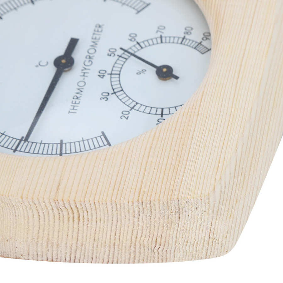 1Pc Hout Sauna Thermometer Thermo‑hygrometer Hygrometer Voor Badkamer Sauna Kamertemperatuur Meting Sauna Accessoires