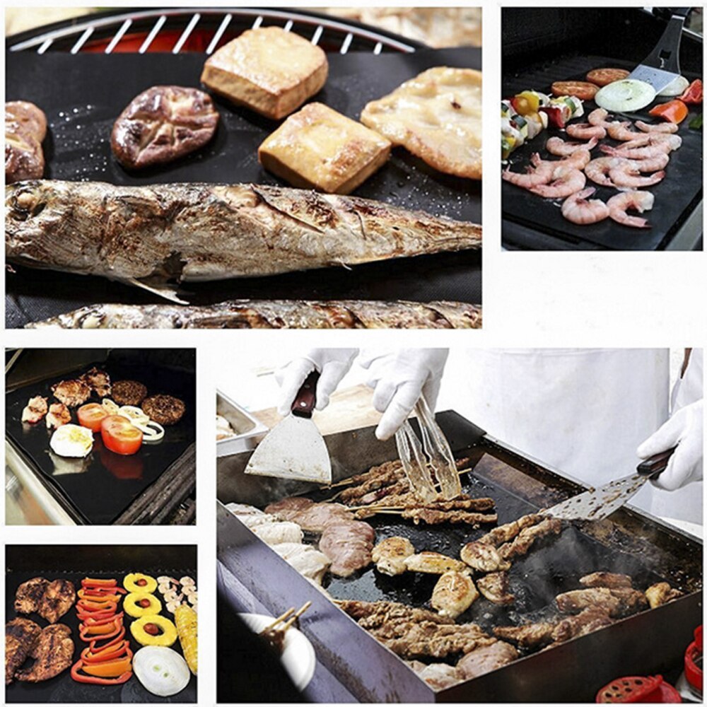 1-5pcs Reusable BBQ Grill Mat Non-Stick Pad Baking Sheet Portable Outdoor Cooking Picnic Barbecue Oven Tool