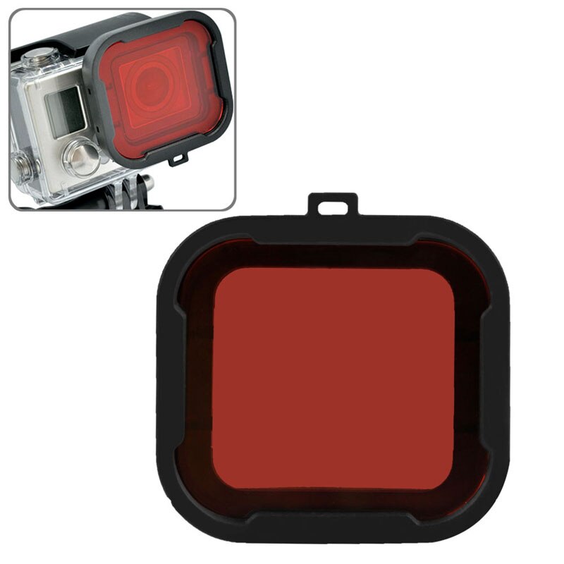 Voor HD Gopro Hero 3 + Polar Pro Aqua Kubus Snap-op Duik Behuizing Glas Filter: Rood