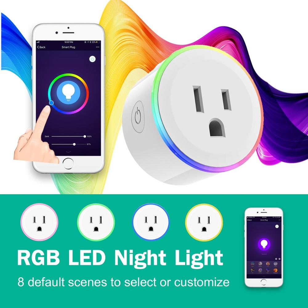 Lonsonho smart støpsel wifi stikkontakt nattlys type b oss støpsel tuya smartlife kompatibel alexa google hjemmeassistent
