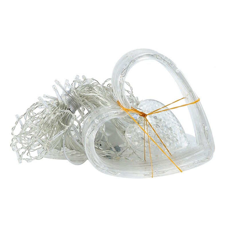 Cortina de luces LED con forma de corazón, tira de luces de 2,5 M impermeables para exteriores, dormitorio, en casa, decoración de boda, enchufe europeo, 12 Uds.