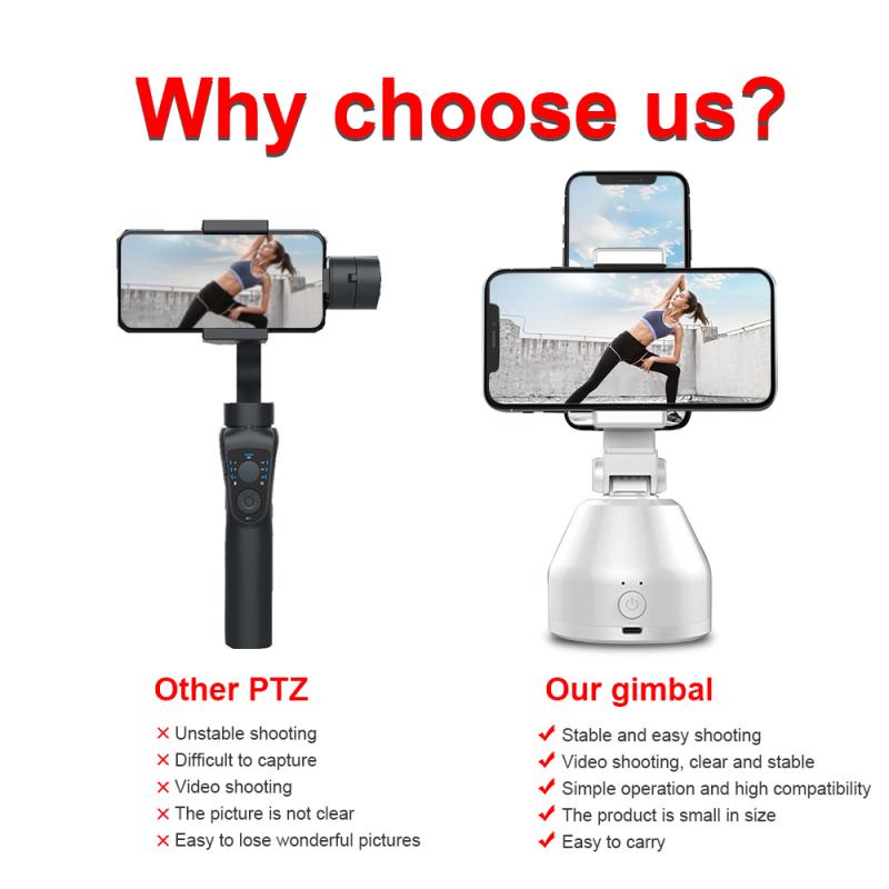 Inteligentny AI Gimbal osobisty robot kamerzysta 360 ° obrót twarzy śledzenia stojak na telefon komórkowy 1PC