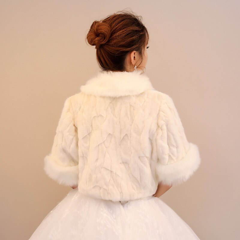 Veste de mariée Boleros fausse fourrure mariée mariage accessoires mariée hiver mariée Wrap châle Cape manteau court PJ93