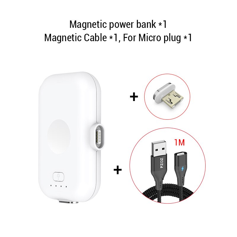 PZOZ batterie externe Mini 1200mAh batterie externe chargeur Portable pour iphone X 11 Max Samsung S10 xiaomi redmi Powerbank: White for Micro