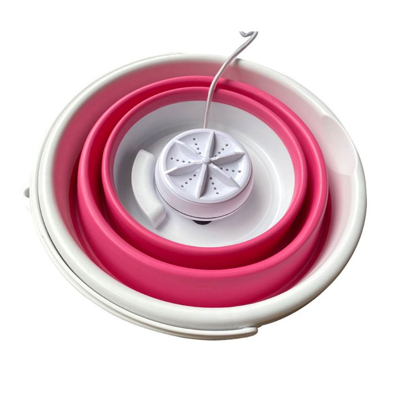 Foldable Mini Washing Machine Rotating Ultrasonic Turbines Washer USB Charging Laundry Clothes Cleaner for Home Travel U1JE: 2