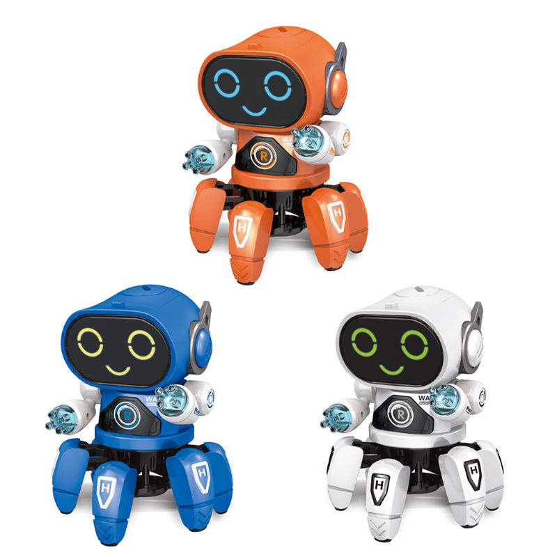 Elektronische Intelligente Zes Klauwen Robot Mechanische Dansen Kleurrijke Zwaailichten Dansmuziek Robot Kinderen Speelgoed