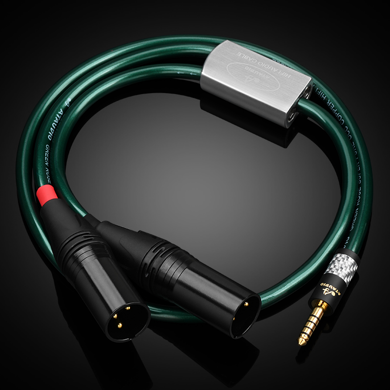 ATAUDIO HIFI 4,4 mm gebalanceerde mannelijke naar dubbele 2xlr 3-pins XLR gebalanceerde mannelijke audio-adapterkabel: green / 1m