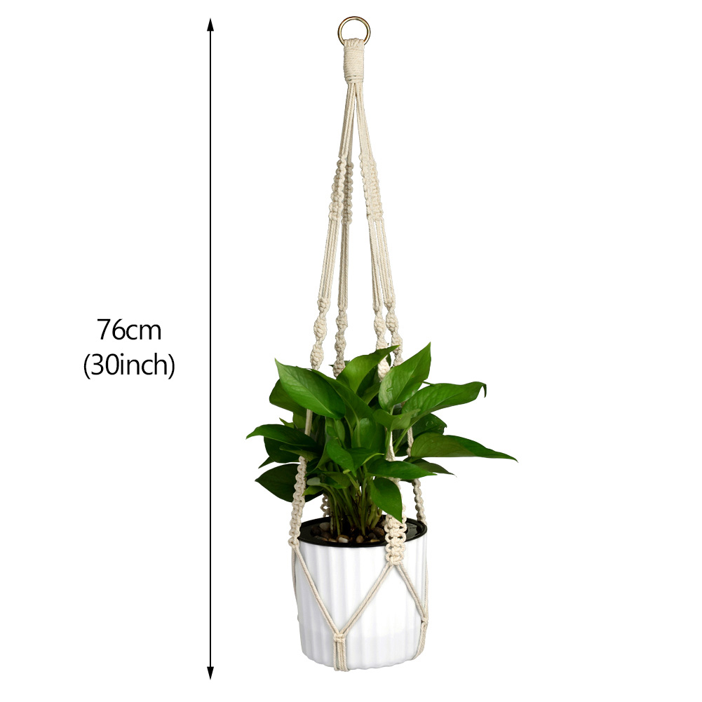 Colgador de macramé hecho a mano para plantas, cesta de macramé de algodón anudada para macetas, soporte para colgar con borlas, cuerdas para decoración de pared y jardín: B