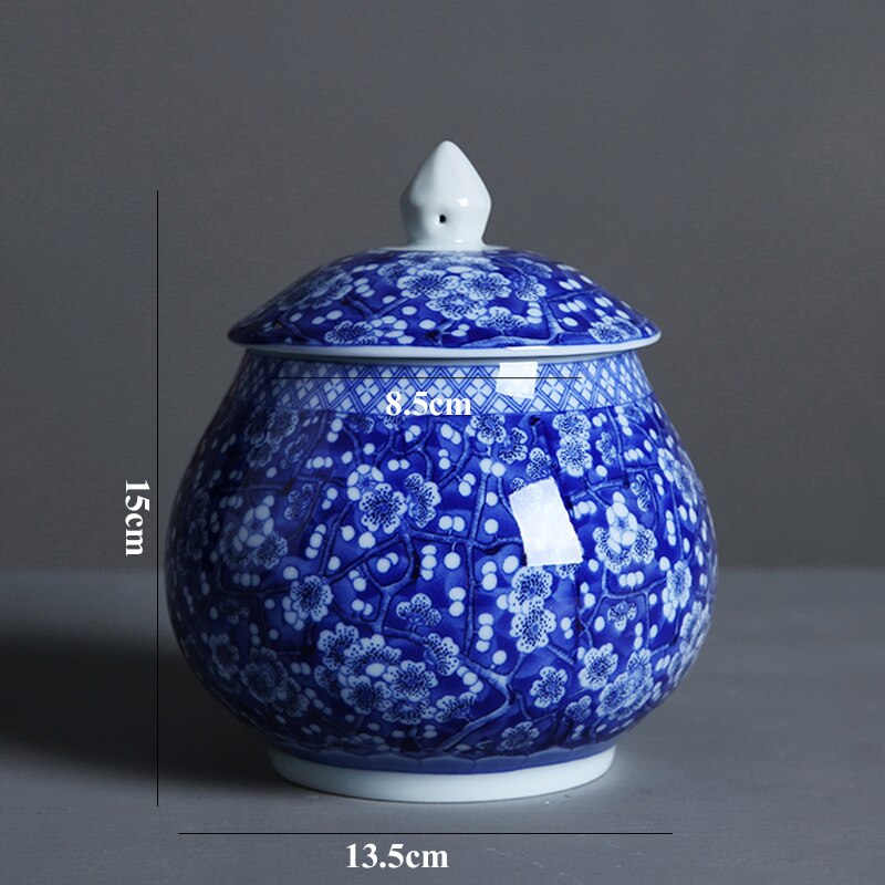 Blue and White Porcelain General Jar Candy Tea Storage Jar Flower Arrangement Ceramic Vase Household Sealed Storage Jar: A