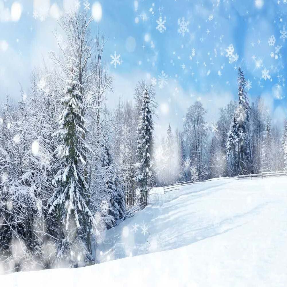 White Snowflake Snow Forest On Snowy Slopes Christmas Scene Digital Print Decoration