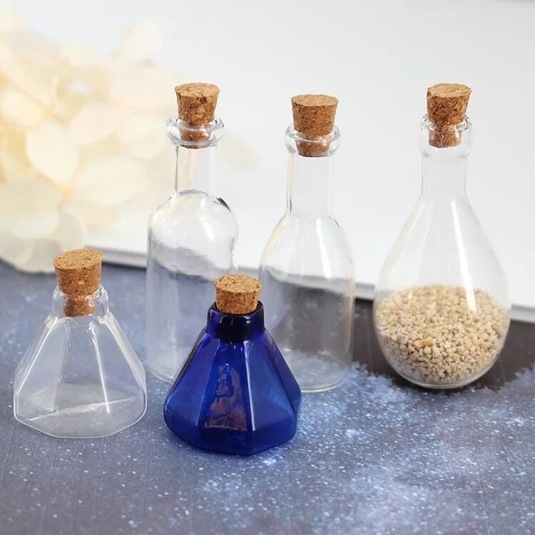 1 stk mini glassflaske vin som ønsker glassflaske med kork hetteglass anheng håndlagde funn sjarmer søt glassflaske krukker dekor