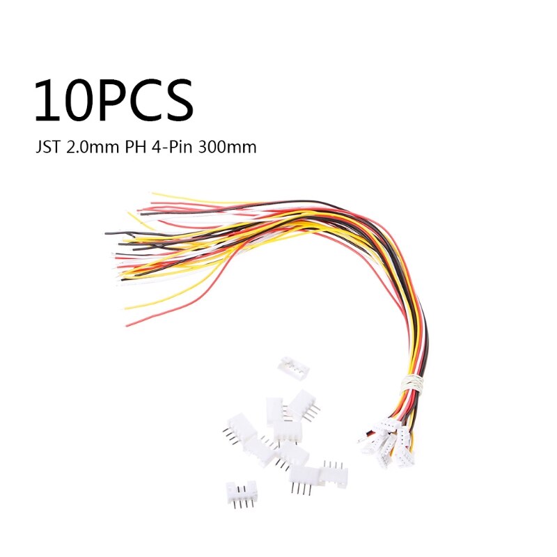 10 Sets Mini Micro Jst 2.0 Ph 4-Pin Connector Plug Met Draden Kabels 300Mm