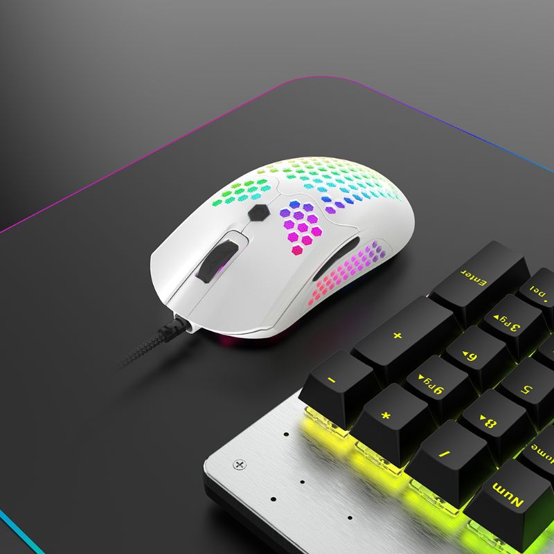 M5 Hollow-out Honeycomb Shell Gaming Mouse Colorful RGB Backlit Light Wired Mice with 7 Buttons