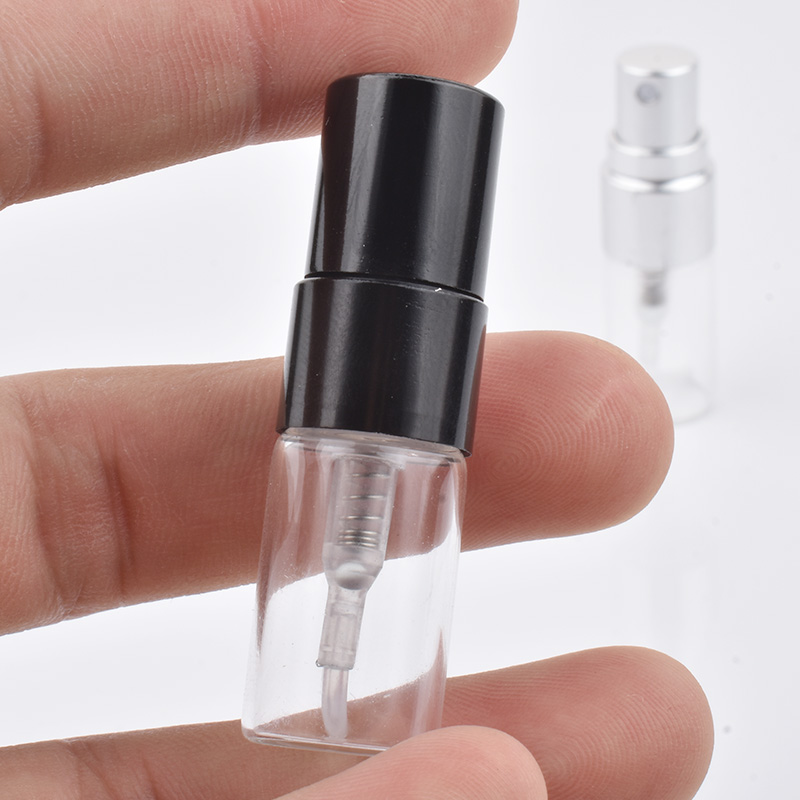 100 stks/partij 2 ml hervulbare parfumflesje lege spuitfles verstuiver parfumflesjes: zwart