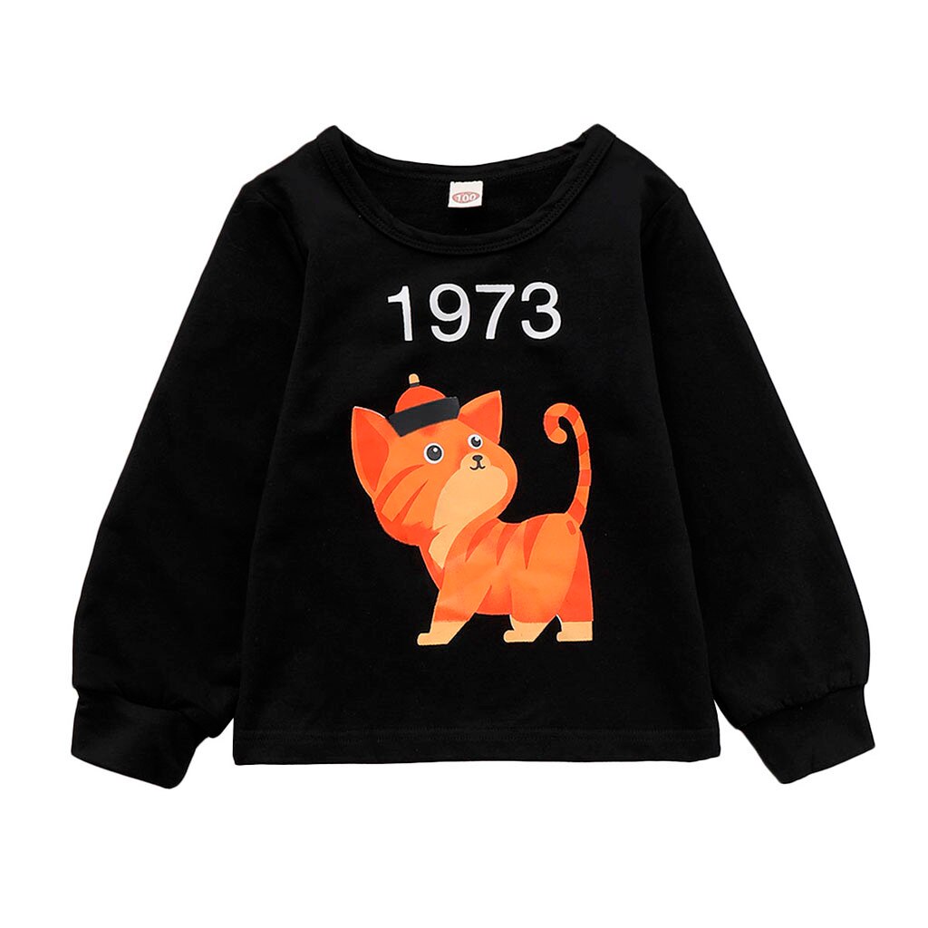 3-24M Baby Boys Sweatshirts Autumn Infant Cartoon Cat Blouse Tops Winter Long Sleeve shirts Children clothes clothing: 90