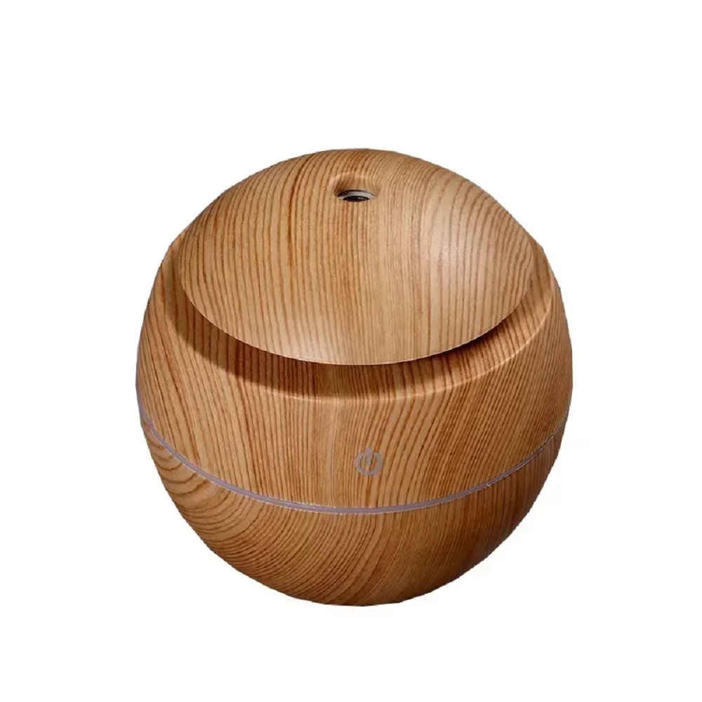 Pulverizador de niebla fría ultrasónico USB de 130ML, fragancia de aceite esencial, Mini humidificador de aire de grano de madera para el hogar, purificador difusor de Aroma de aire: Amarillo claro