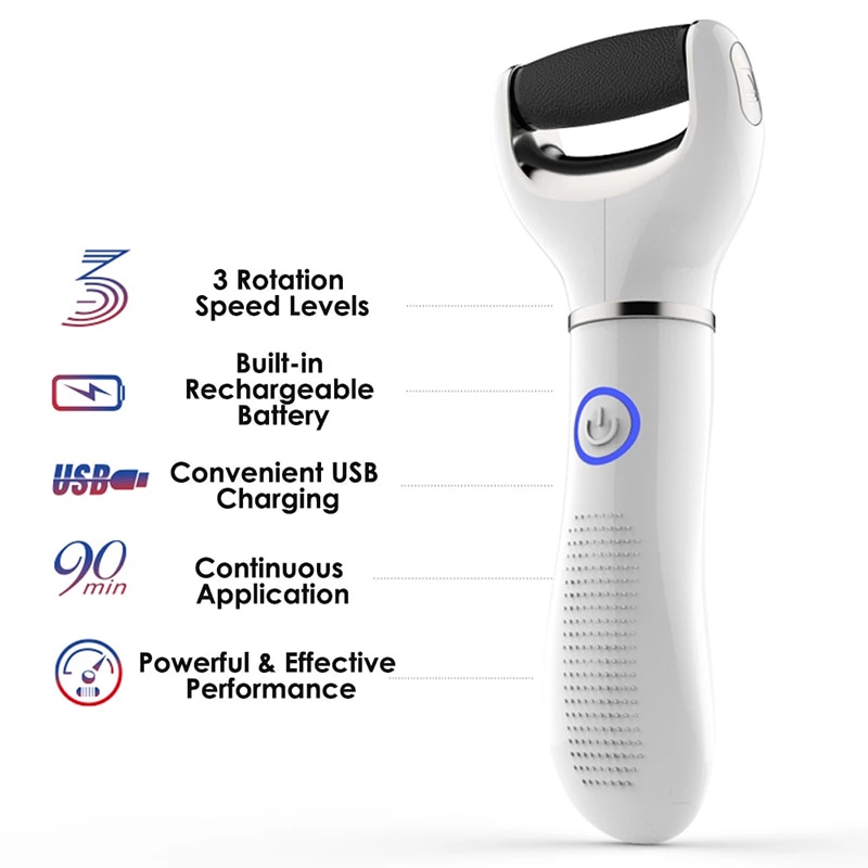 Electric Foot File Pedicure Tools Three-Speed Adjustment USB Pedicure Machine Dead Skin Callus Remover Portable Foot Care Tool