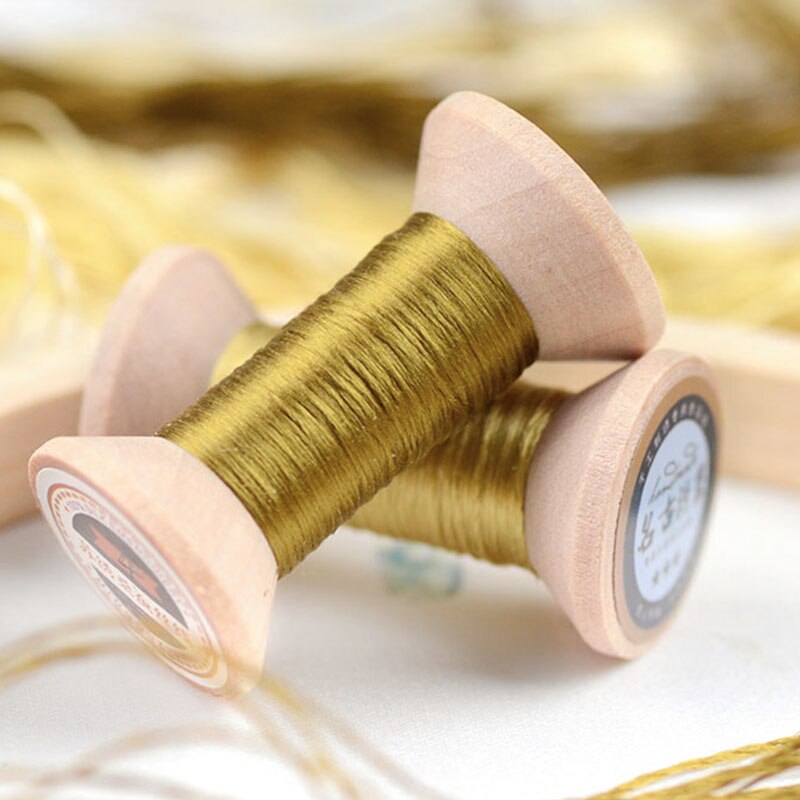 20 meters each spool /Silk thread / handmade embroidery thread / wrapped flower silk line / Mustard yellow