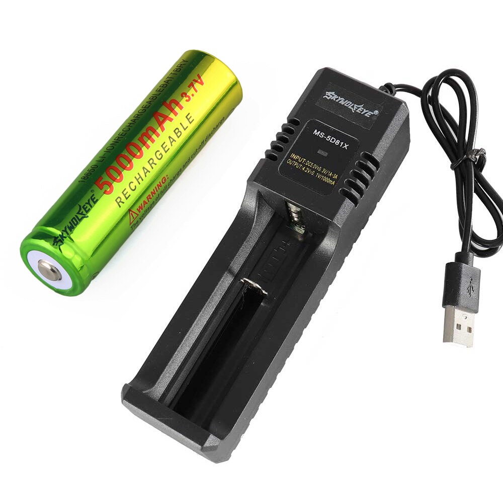 5000 Mah/5800 Mah 18650 Batterij + Smart Universele Oplaadbare Li-On Batterij Usb Oplader Voor Koplamp Zaklamp: Charger 5000mah