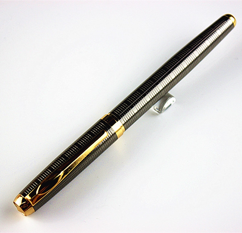 Lote de bolígrafos estilográficos DIKA WEN Sonnet, pluma estilográfica de Metal gris con grabado, plumas de de lujo, papelería, Caneta