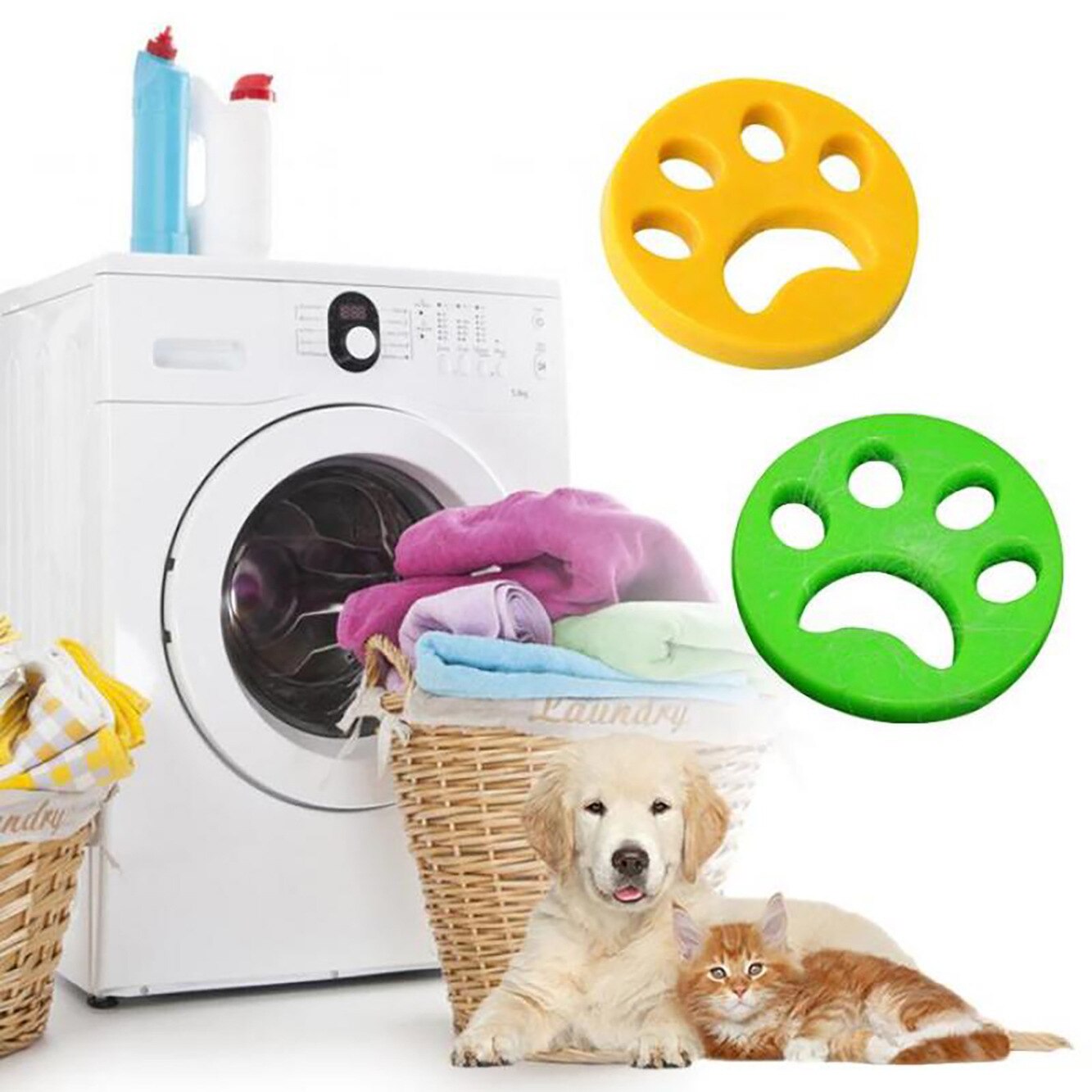 Pet Hair Remover Washing Machine Accessory Cat Dog Fur Lint Hair Remover Clothes Dryer Reusable Cleaning Laundry Dryer Catcher