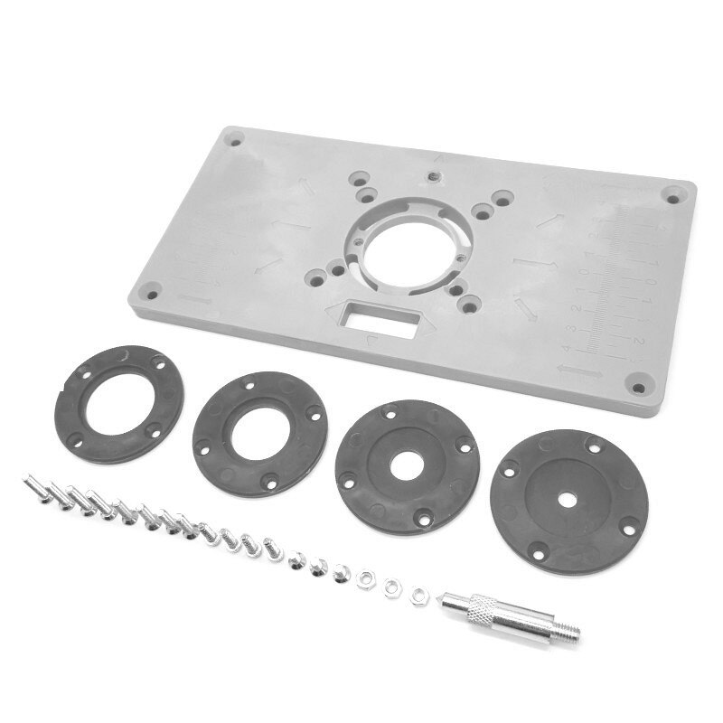 Aluminium Carpenty Router Table Insert Plate Multifunctional Woodworking Benches Carpenter Trimming Machine Engraving Board: Plastic Grey