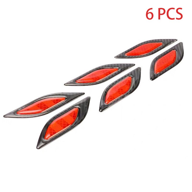 Carbon Fibers Car Sticker Reflective Anti-scratch Safety Mark Warning Stickers Auto 6pcs/set: Black Red