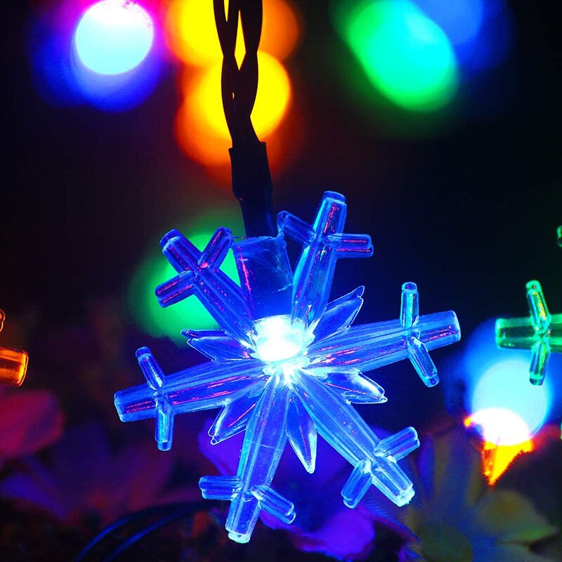 Solar Powered Snowflake 20 LED,30 LED,50 LED,100 LED String Lights,Romantic Decoration Fairy Light for Christmas, Outdoor Party