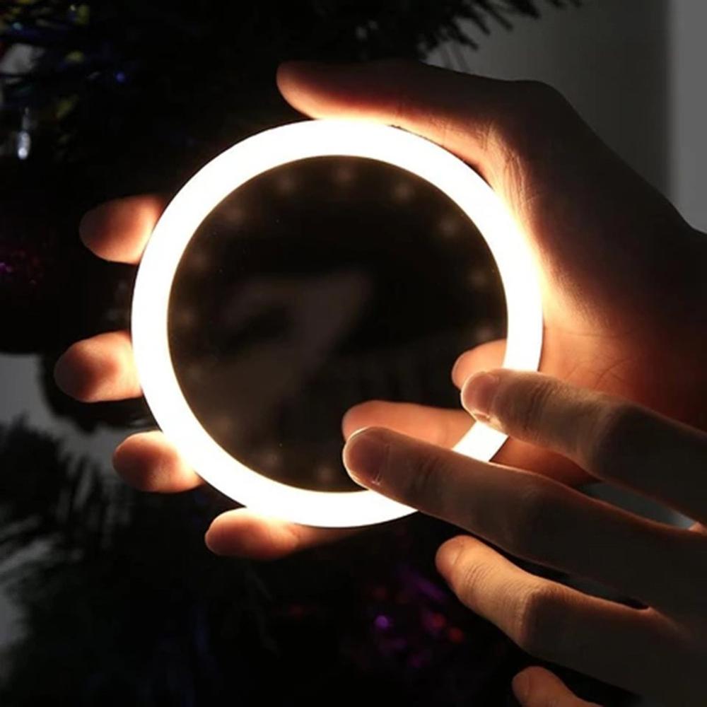 Smart led maquiagem espelho portátil vaidade pode ser escurecido led espelho com 3 níveis de iluminação de carregamento sem fio maquiagem espelho 360 ringlight
