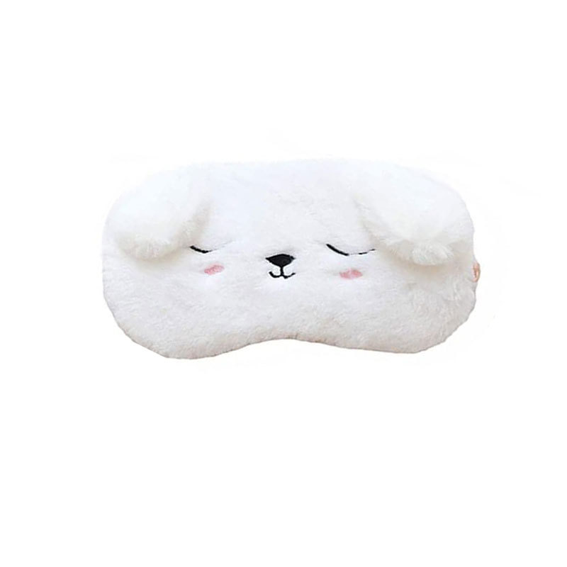 Bonita mascarilla para dormir, vendaje para ojos, cubierta con venda para los ojos de felpa, sueño para dormir para niñas y mujeres, parche ocular de noche para animales, siesta, relajación, cuidado de la salud: Marfíl
