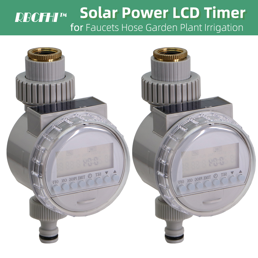 Solar Power Water Timer Gray Irrigation Electronic Valve Controllers Waterproof Power-saving Timer Garden Watering System