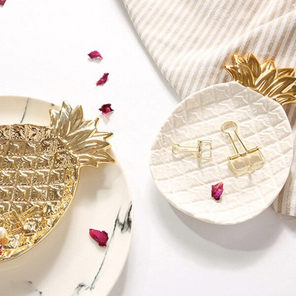 ! Pineapple Ceramic Storage Tray Pineapple Jewelry Pallet Food Pallet Dry Fruit Plate Home Decoration Plate white